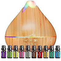 Essential Oil Diffusers for Home with Top 10 Oil Diffuser Gift Sets, 550ml Aroma Diffuser for Essential Oils Large Room, Ultrasonic Cool Mist Diffuser Auto Shut-Off 4 Timers 15 Colors (Yellow)