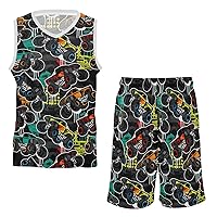Youth Basketball Jersey Set for Kids Training Basketball Uniform Set Fashion Basketball Vests and Shorts Set for Boys Girls