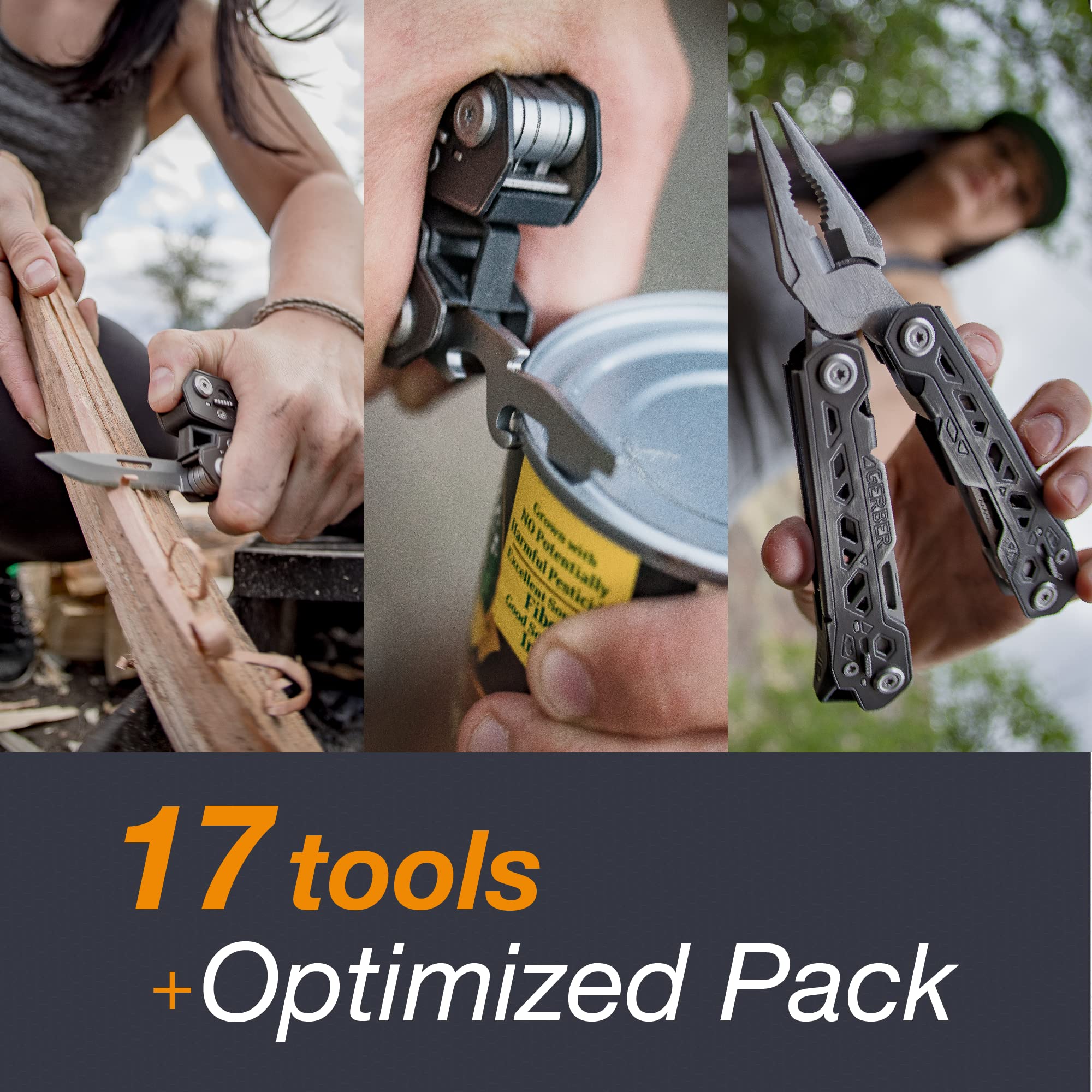 Gerber Gear Truss 17-in-1 Needle Nose Pliers Multi-tool with Sheath - Multi-Plier, Pocket Knife, Serrated Blade, Screwdriver, Bottle Opener - EDC Gear and Equipment - Gray