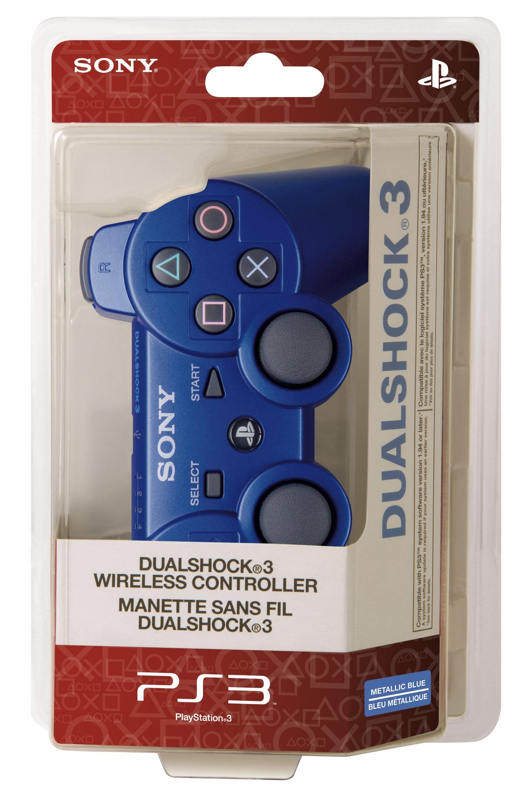 PlayStation 3 Dualshock 3 Wireless Controller (Blue) (Renewed)