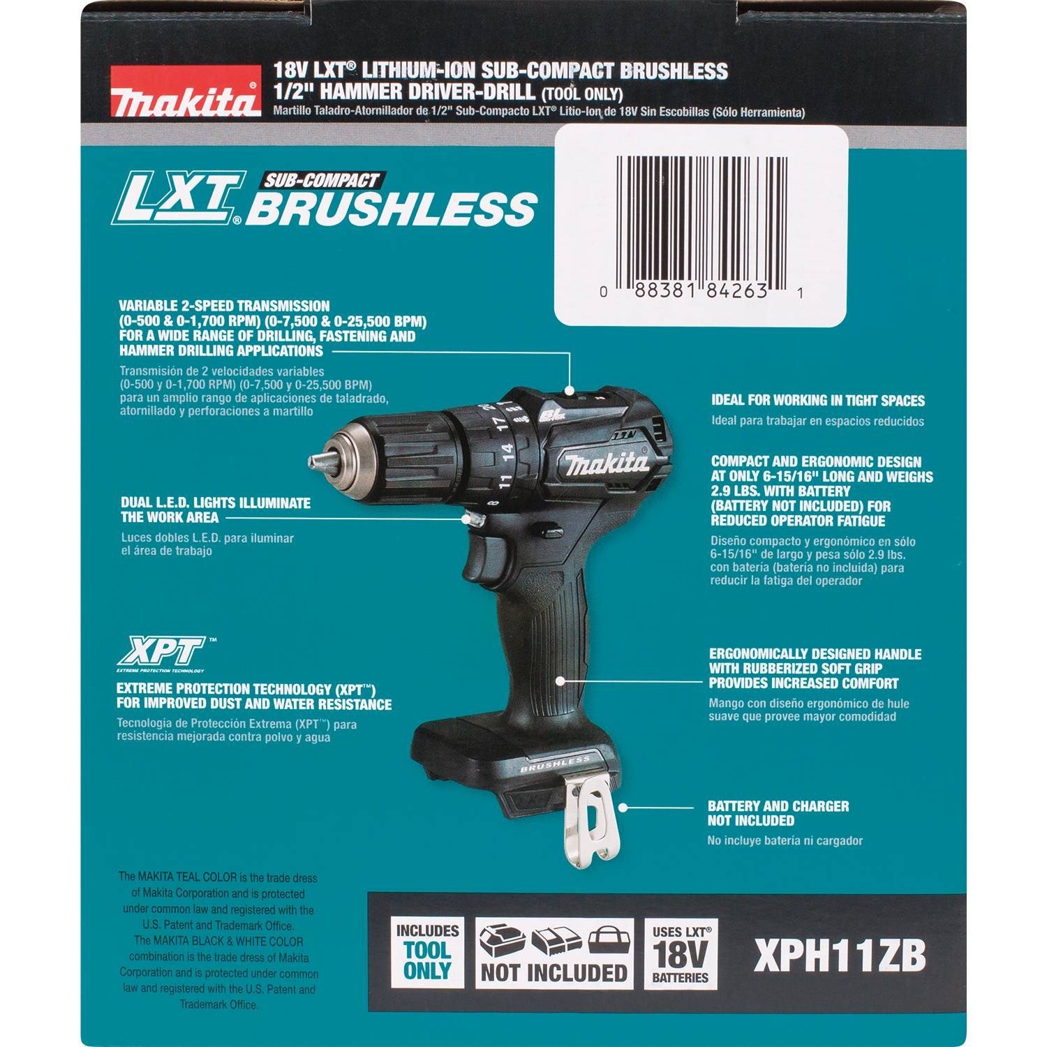 Makita XPH11ZB 18V LXT Lithium-Ion Sub-Compact Brushless Cordless 1/2