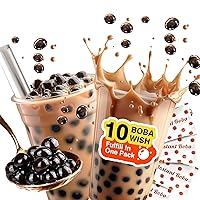 10 Packes Black Tapioca Pearls For Bubble Tea Kit, Premium Brown Sugar Milk Tea For Instant Bubble Tea With Single Packets And 10 Disposable Straws