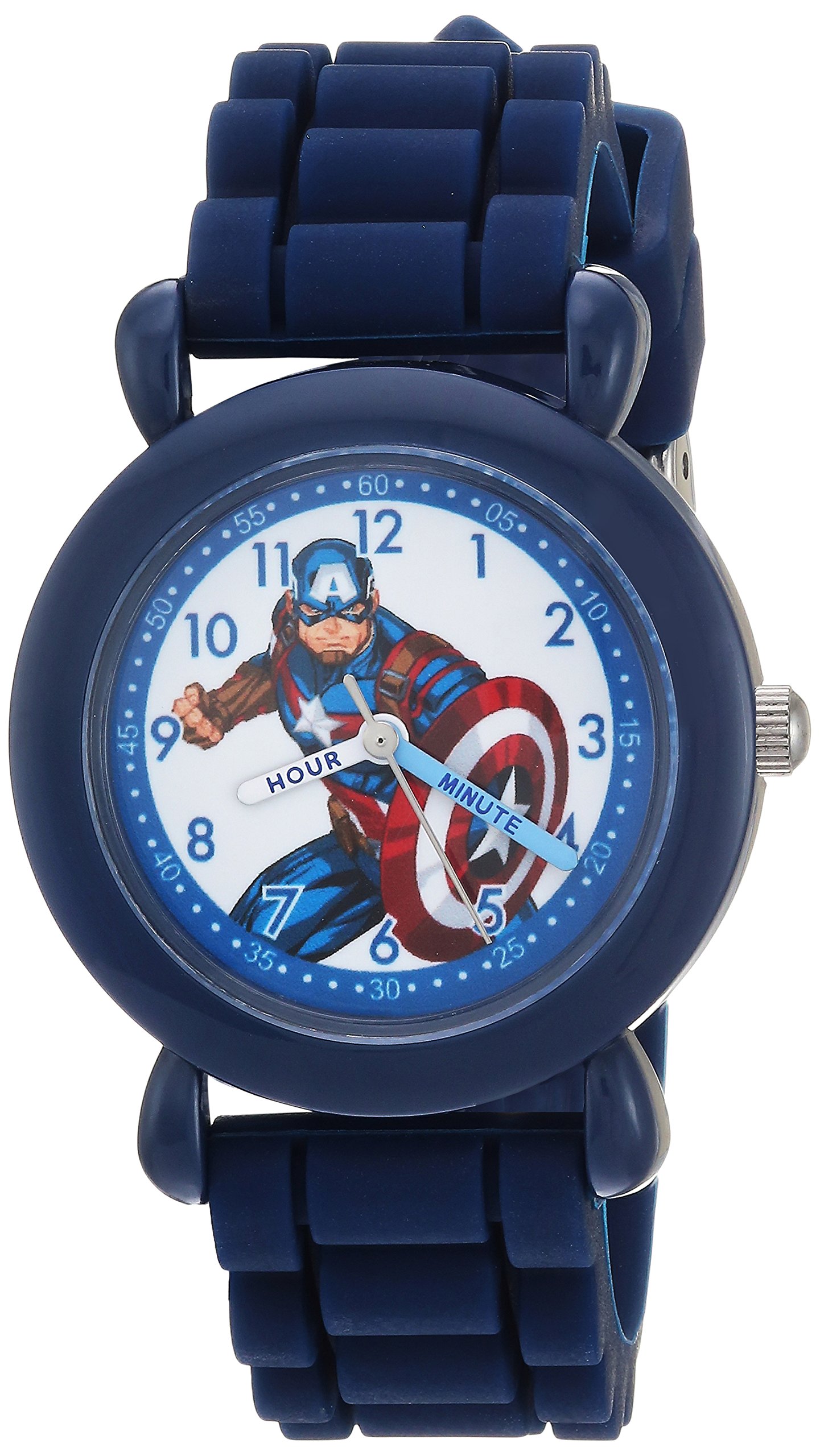 Marvel Captain America Kids' WMA000233 Avenger Analog Display Analog Quartz Blue Watch