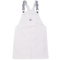 Calvin Klein Girls' Denim Skirtall Dress, Overall Style with Hook & Loop Closure, Boyfriend Fit, Functional Front Pocket