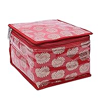 Brocade Jewellery Box/Organizer with 10 Pouch - Red -CTKTC021464