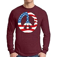 Awkward Styles Men's Peace Flag Patriotic Long Sleeve T Shirt Tops American Flag Peace Sign