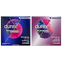 Condom Performax Intense Natural Latex Condoms, 24 Count - Ultra Fine, Ribbed, Dotted with delay Lubricant and Natural Latex Condoms Pleasure Pack Assorted, 42 Count
