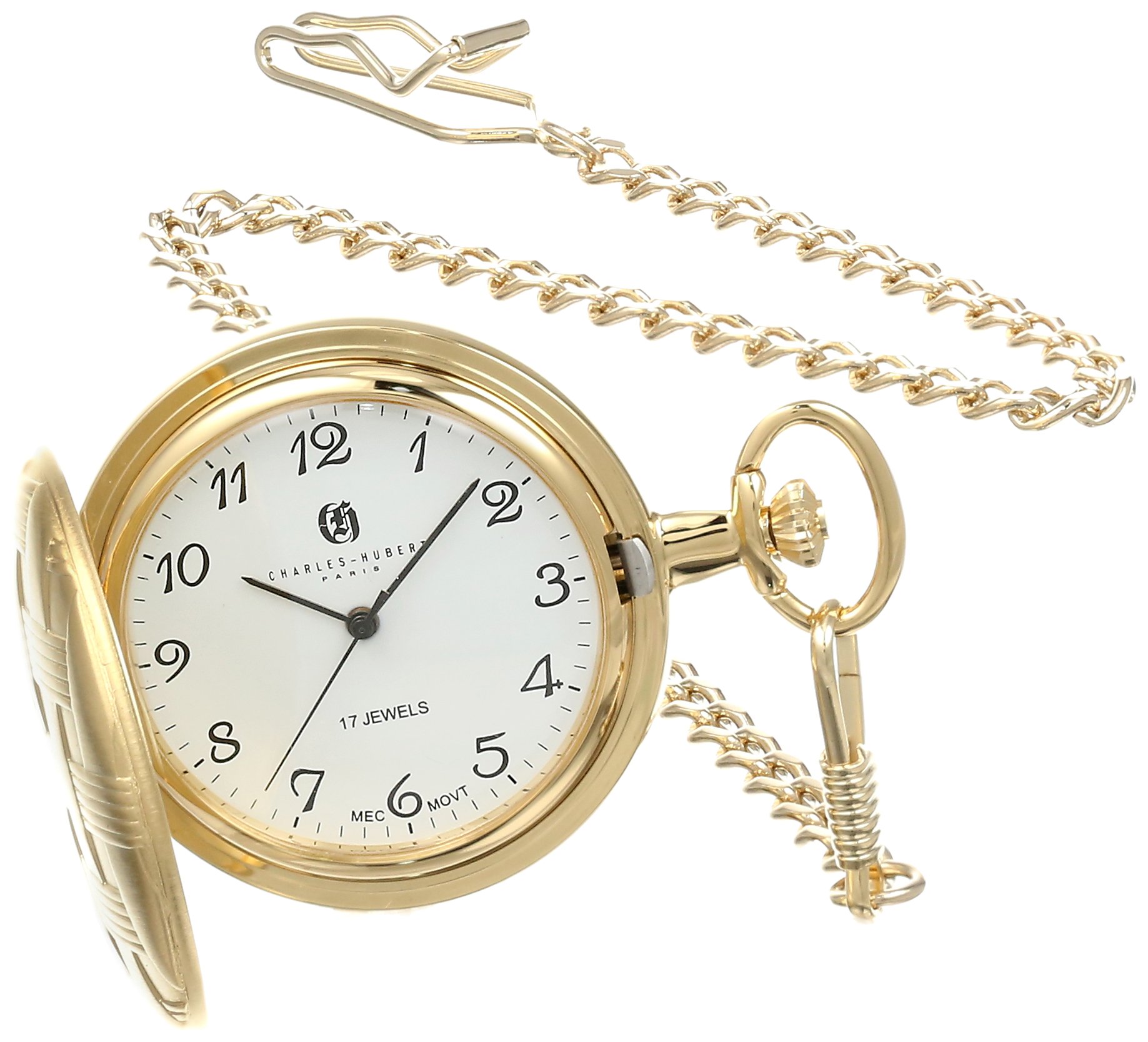 Charles Hubert 3841-G Gold-Plated Mechanical Pocket Watch