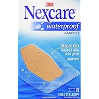3m Nexcre Knee/Elbow Wtpr, Nexcare Knee And Elbow Waterproof Bandage 2 3/8 X 3/1/2, 8 Count