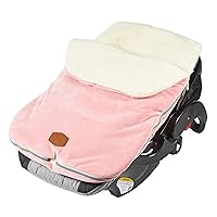 JJ Cole Bundle Me Winter Baby Car Seat Cover and Bunting Bag - Original - Sherpa Lined Weather Resistant Baby Carrier and Stroller Cover - Stroller Accessories and Winter Baby Essentials - Blush Pink