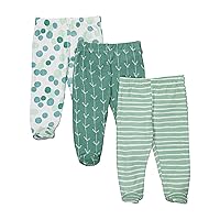 Spasilk Baby Boys' 3 Pack Cotton Pull on Footed Pants