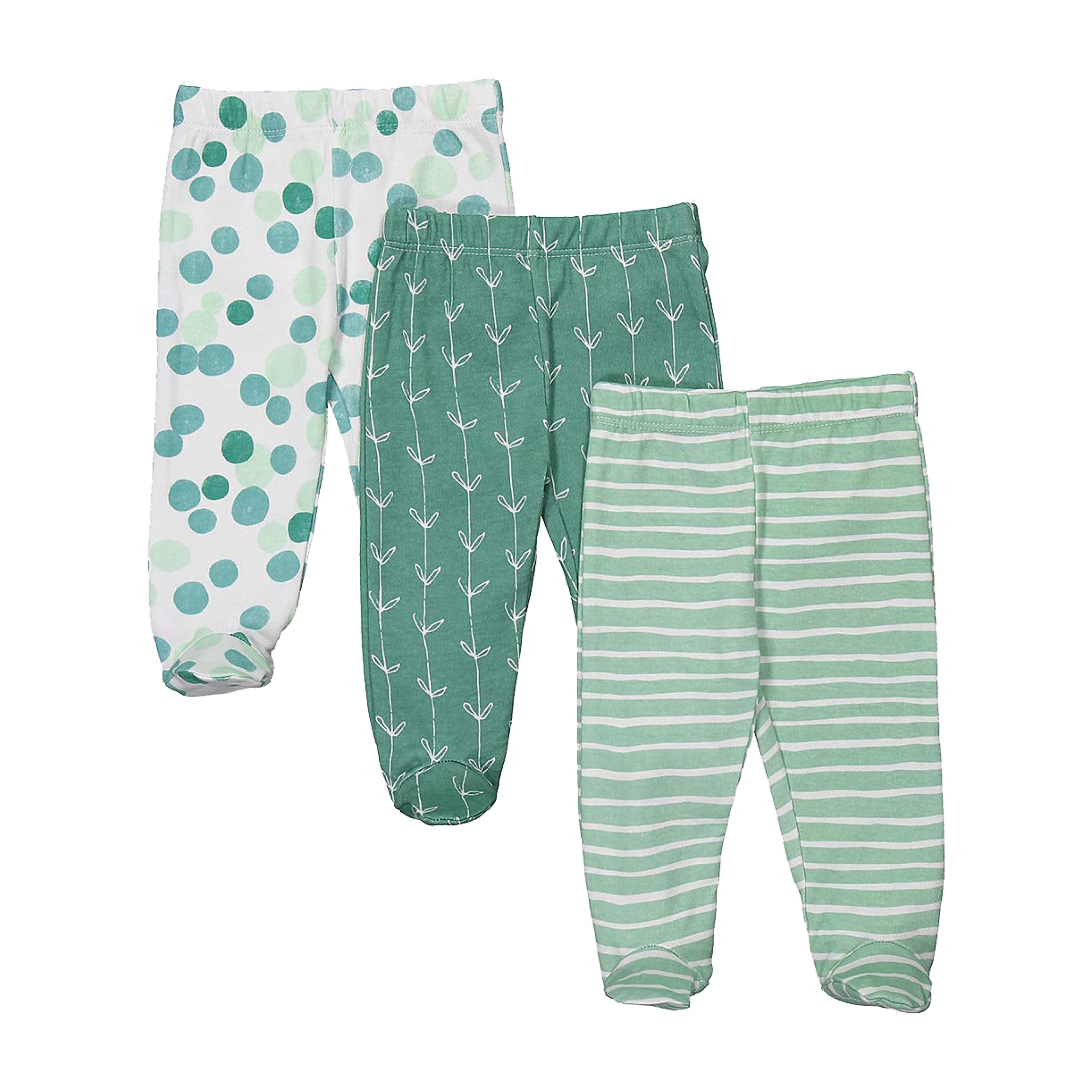 Spasilk Baby Boys' 3 Pack Cotton Pull on Footed Pants
