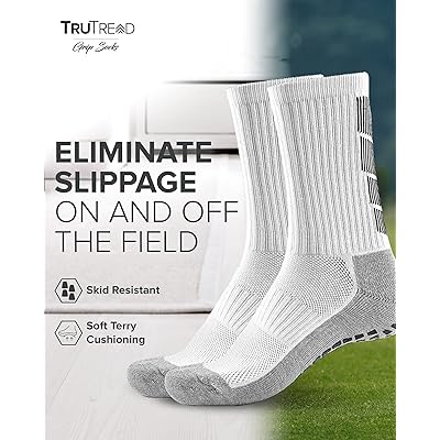 TruTread Non Slip Soccer Socks Mens, 4 Pairs