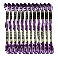 Magical Color Variegated Cross Stitch Thread Color Variations Embroidery Floss Pack, 8.7-Yard, Violet, Pack of 12 Skeins