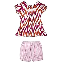 Masala Baby Girls' Baby 2 Piece Laya Dress Set (Baby) - Chevron Ikat Pink - 18-24 Months