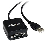StarTech.com USB to Serial Adapter - Optical Isolation - USB Powered - FTDI USB to Serial Adapter - USB to RS232 Adapter Cable (ICUSB2321FIS),Black
