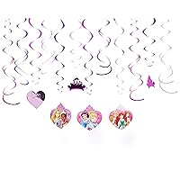Disney Princess Sparkle Swirls Birthday Party Decorating Kit (12 Pack), Purple/Pink, .