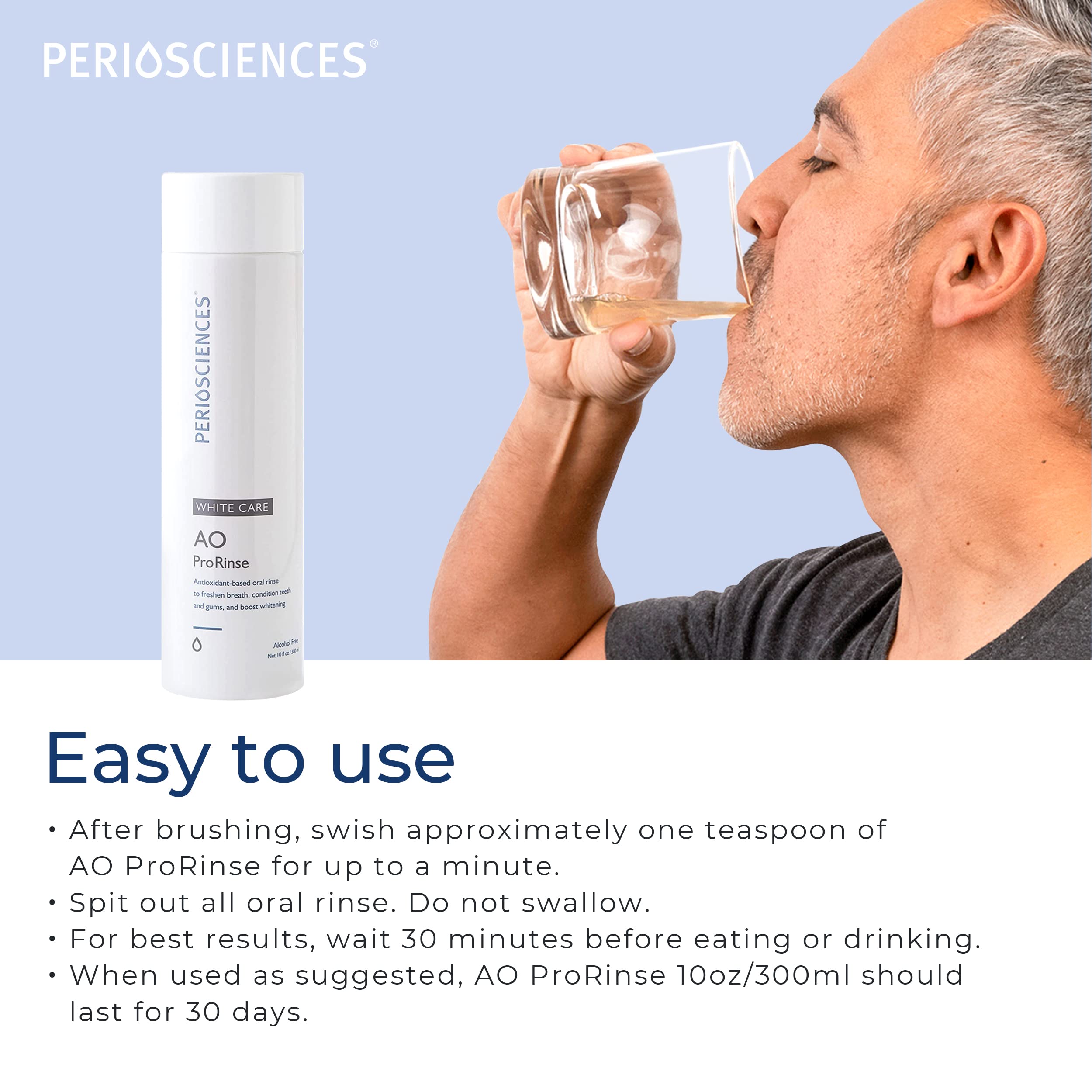 PerioSciences AO ProRinse White Care Whitening Mouthwash with Antioxidants 300ml