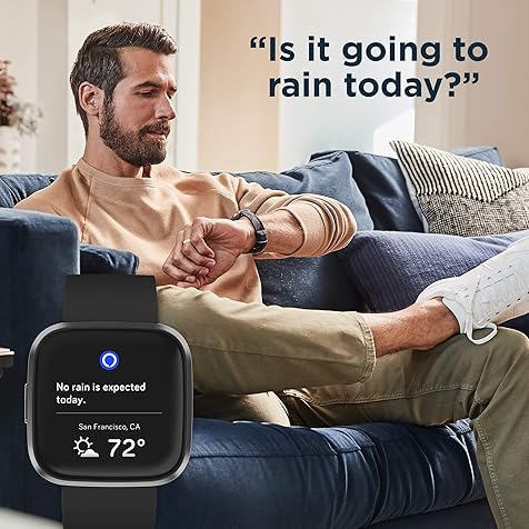 Versa 2 Health and Fitness Smartwatch with Heart Rate, Music, Alexa Built-In, Sleep and Swim Tracking, Black/Carbon, One Size (S and L Bands Included) Fitbit Versa 2 Health and Fitness Smartwatch with Heart Rate, Music, Alexa Built-In, Sleep and Swim Tracking, Black/Carbon, One Size (S and L Bands Included)