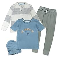HonestBaby Playwear Outfit Sets Tops and Bottoms 100% Organic Cotton for Baby and Toddler Boys, Unisex
