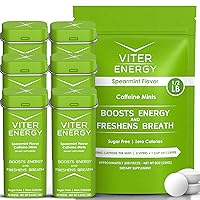 Viter Energy Original Caffeine Mints Spearmint Flavor 6 Pack and 1/2 Pound Bulk Bag Bundle - 40mg Caffeine, B Vitamins, Sugar Free, Vegan, Powerful Energy Booster for Focus and Alertness