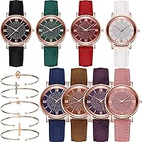 8 Pack Women's Wholesale Assorted Platinum Watches Jewelry Dress Watches Rose Gold Roman Numerals Starry Sky Wrist Watch Bracelet