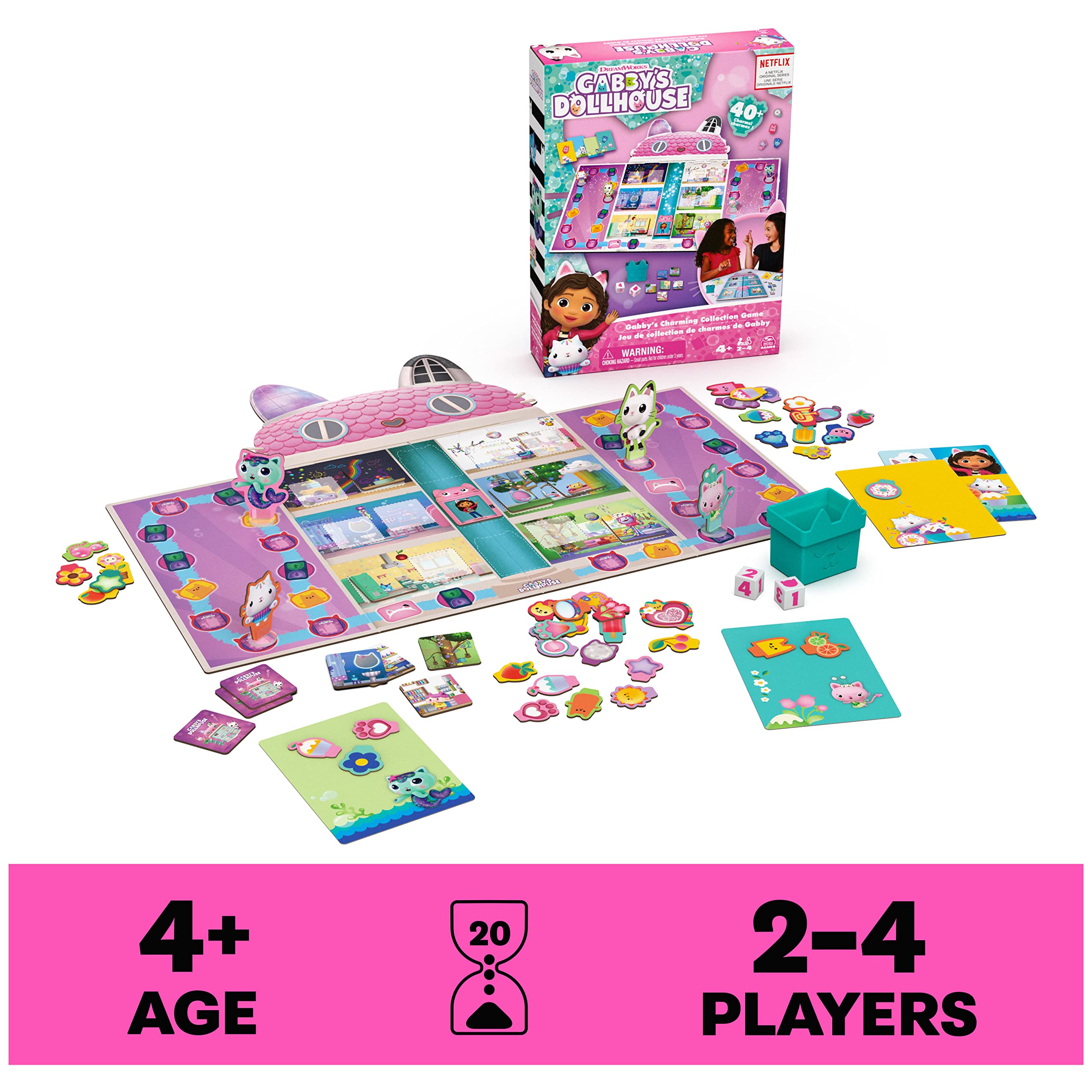 Gabby’s Dollhouse, Charming Collection Game Board Game for Kids Based on The Netflix Original Series Gabby’s Dollhouse Toys, for Kids Ages 4 and up