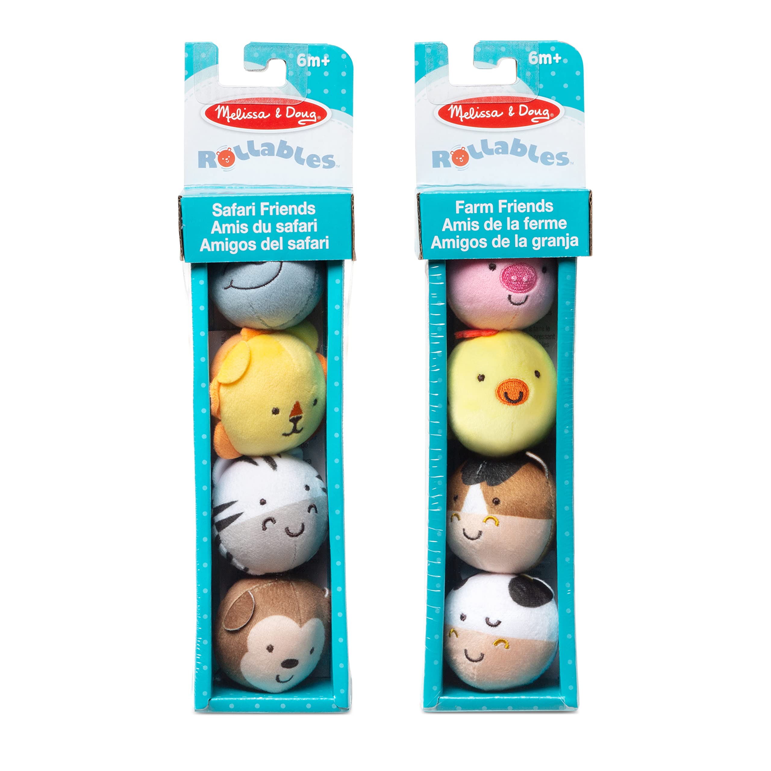Melissa & Doug Rollables Safari and Farm Friends Infant and Toddler Toy 2-Pack