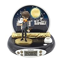 LEXiBOOK Warner Harry Potter, Harry Potter Projector Alarm Clock with Sounds, Built-in Night Light, time Projection onto The Ceiling, Sound Effects, Battery-Powered, Children, Black, RP500HP
