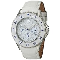 Timeforce TF3300L03 41mm Stainless Steel Case White Leather Mineral Men's & Women's Watch