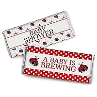 Chocolate Bar Wrapper Labels For Baby Shower Ladybug, Girl Theme Chocolate Bar Wrapper Labels- Pack of 30 PCS (No Candy)