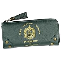 Bioworld Harry Potter Wallet Designer Hogwarts Slytherin House Zipper Clutch Faux Leather Wallet For Women