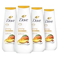 Dove Body Wash Glowing Mango & Almond Butter 4 Count for Renewed, Healthy-Looking Skin Gentle Skin Cleanser with 24hr Renewing MicroMoisture 20 oz