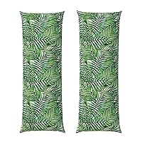 Banana Leaf Green Digital Printing Body Pillow Case Hidden Zippe Soft for Hair and Skin 20 x 54 inches