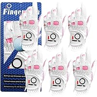 FINGER TEN Women’s Golf Gloves Ladies Left Hand Right Value 6 Pack, All Weather Extra Grip Size Fit Small Medium Large XL