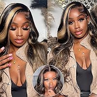 FB/27 Balayage Highlight 5x5 HD Lace Closure Wigs Human Hair Ombre Wear and Go Glueless Wig for Beginners Precut Lace Body Wave Honey Blonde Lace Front Wigs 180% Density (32inch)