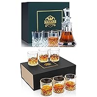 KANARS Whiskey Decanter Set With 10 Glasses, Crafted Crystal Decanter Set for Bourbon, Scotch, Vodka And Liquor, Best Gift for Men