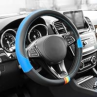 FH Group FH2008 Full Spectrum Leatherette Steering Wheel Cover (Blue) – Universal Fit for Cars Trucks & SUVs