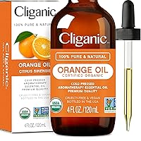 Cliganic USDA Organic Sweet Orange Essential Oil, 4oz - 100% Pure Natural for Aromatherapy Diffuser | Non-GMO Verified