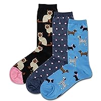 Hot Sox Women's Fun Conversation Starter Crew Socks-3 Pair Pack-Cute & Funny Gifts
