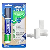 Grout Pen Tile Paint Marker: Dark Grey Wide 15mm with 5 Pack Replacement Tips - Waterproof Grout Colorant and Sealer Pen to Renew, Repair, and Refresh Tile Grout - Cleaner Coating Stain Pens