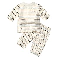 100% Organic Cotton Baby 2piece Buttondown Capri Pajama-Baby Stripe