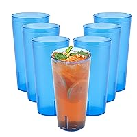 Restaurantware - Bev Tek 24 Ounce Plastic Tumblers, 10 Shatterproof Pebbled Tumblers - Pebbled Finish, Dishwashable, Blue Plastic Stackable Party Tumblers, Reusable, For Serving At Catered Event