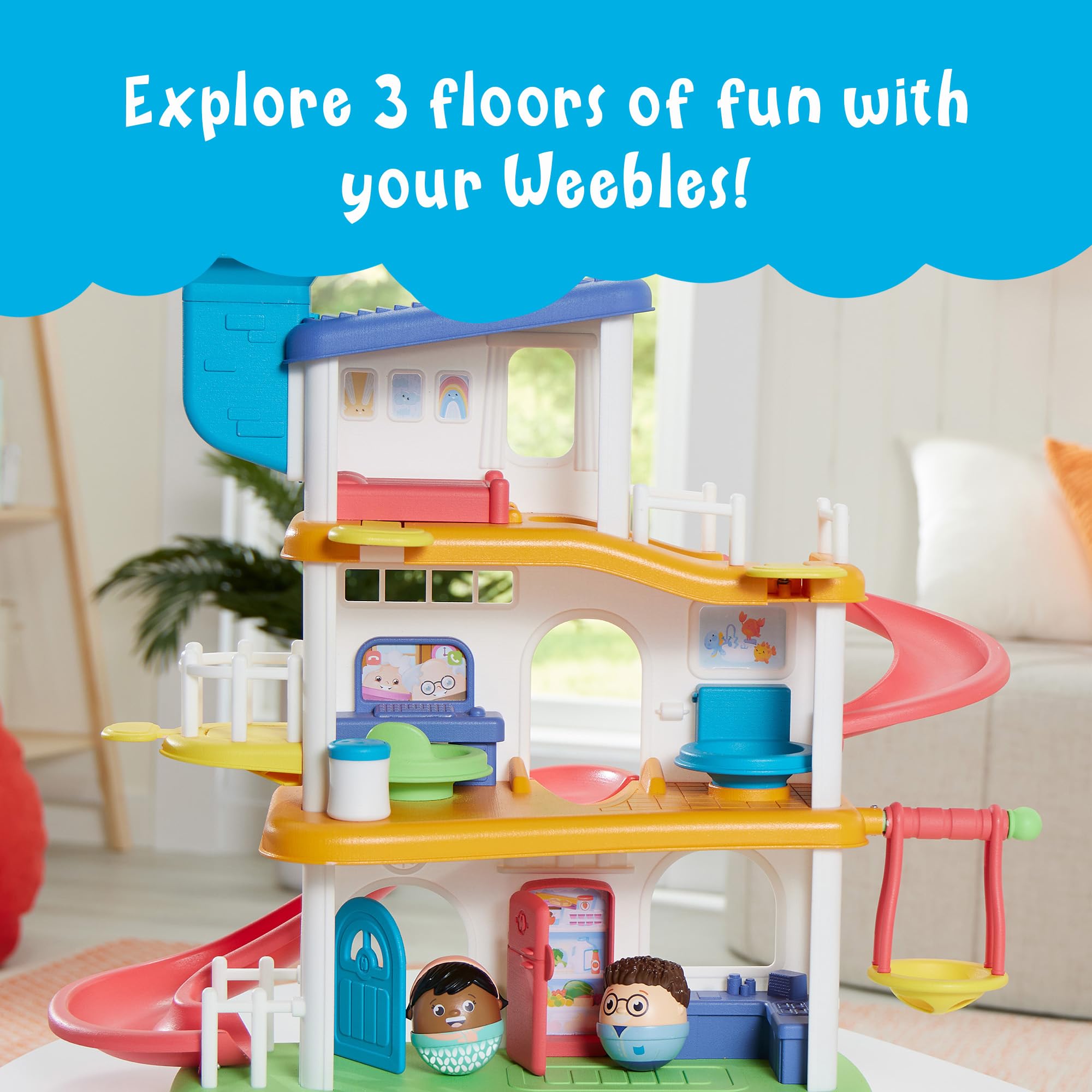 Playskool Weebles My Smart House - Weeble Wobble Preschool Toy for Toddlers Smart Speaker with Sounds + Songs 3 Floors of Imaginative Play for Ages 12 Months and Up