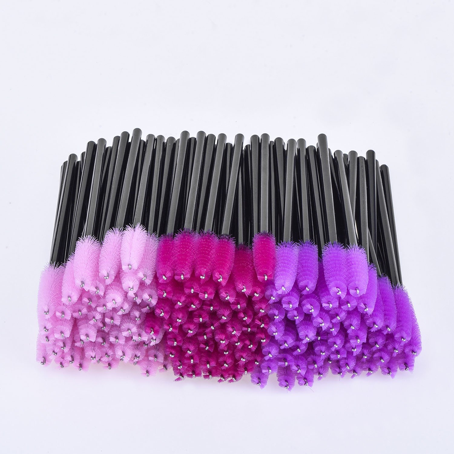 eBoot 300 Pieces Colored Disposable Mascara Wands Eyelash Eye Lash Brush Makeup Applicators Kit (Black Handle, Multicolor Head)