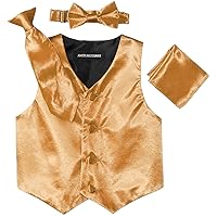 American Exchange Baby Boys' Satin 4 Piece Vest Set