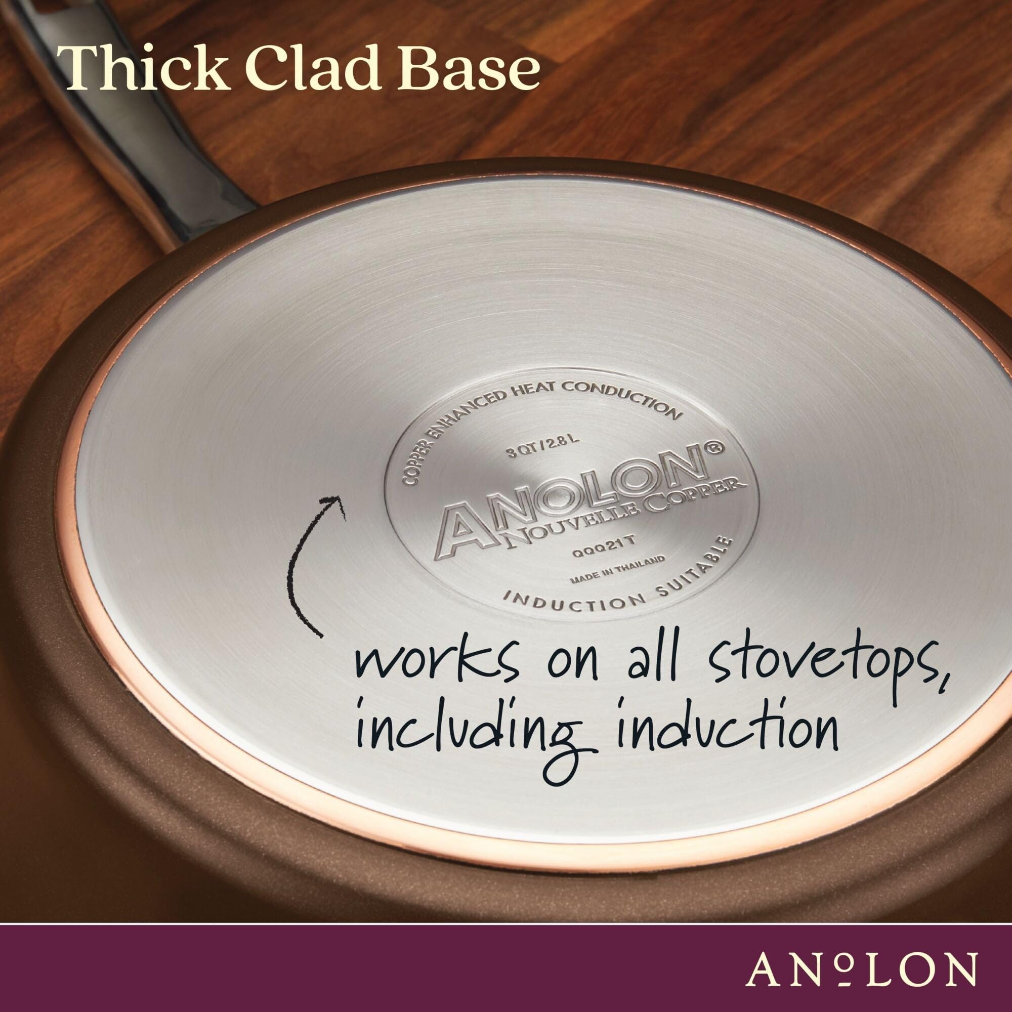 Anolon Nouvelle Copper Hard Anodized Nonstick Wok/Stir Fry Pan/Wok Pan - 12 Inch, Sable Brown