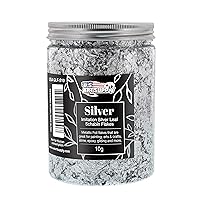 U.S. Art Supply Metallic Foil Schabin Gilding Silver Leaf Flakes - Imitation Silver 10 Gram Bottle - Gild Picture Frames, Paintings, Furniture, Decorate Epoxy Resin, Nails, Jewelry, Arts Crafts, Slime