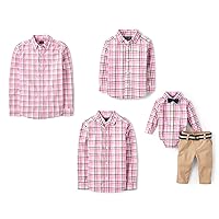 The Children's Place baby boy And Newborn Dress Shirt and Pants, Matching Outfit 2-pack