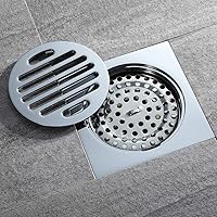 Qiangcui Floor Drain, Square Made of Brass, with Filter Removable Cover Seal Deodorization Wetroom Drainage System for Washing Machine Drain/485